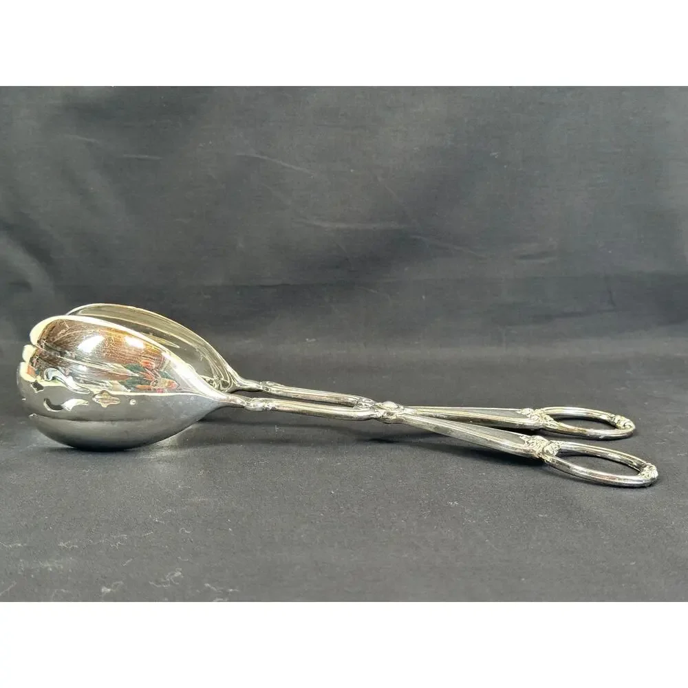 Gorham Heritage Silverplate Antique Salad Pastry Serving Tongs 10.75
